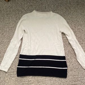 LOFT Cream & Black Striped Sweater - XS